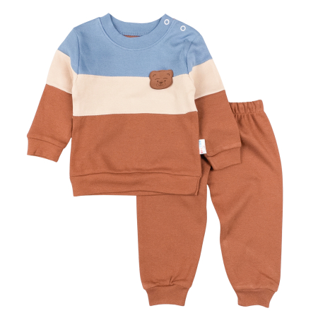 Haine bebelusi baieti - Compleu bebelusi model cu Ursulet, brun