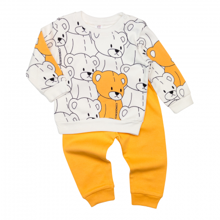 Haine bebelusi baieti - Compleu pentru bebelusi, model Ursuleti galben