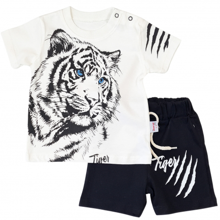 Compleuri bebelusi baieti - Compleu bebelusi  model Tiger, alb