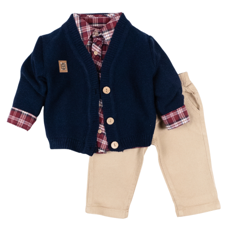 Haine bebelusi baieti ❤️ - Compleu Elegant Micul Gentleman, 3 Piese, Bleumarin