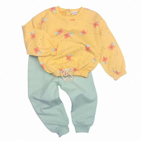 Haine bebelusi fete - Compleu fetite detalii floricele