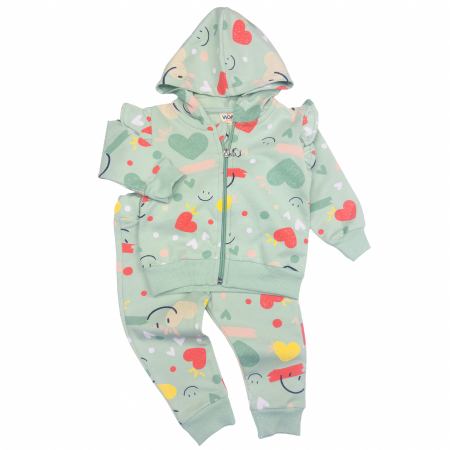 Haine bebelusi fete - Compleu pentru fetite, model cu Inimioare