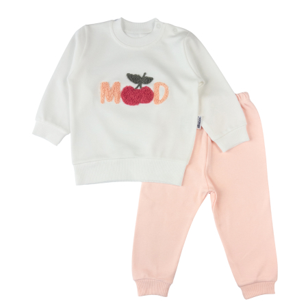 Haine bebelusi fete ❤️ - Compleu Fetițe model Modd, Alb/ Coral