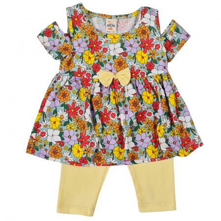 Haine bebelusi fete ❤️ - Compleu floricele yelow flower