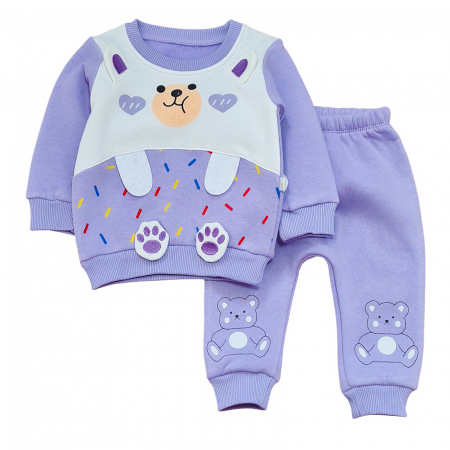 Haine bebelusi fete - Compleu vătuit pentru fetite, model Smile