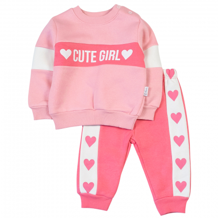 Haine bebelusi fete - Compleu vătuit model Cute pink
