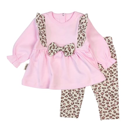 Seturi fetite - Compleu pentru fetite, model cu fundita, culoare roz