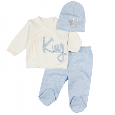 Reduceri - Compleu nou nascut 3 piese King, bleu