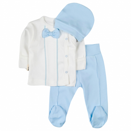 Compleuri bebelusi baieti - Compleu nou nascut model Papion blue