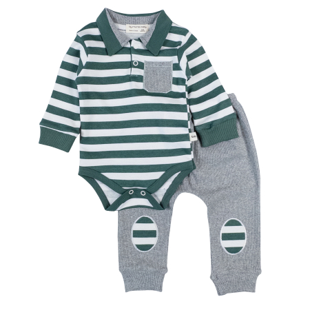 Imbracaminte nou-nascuti - Compleu pentru bebelusi, 2 piese, model Marinar, vernil