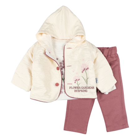 Seturi fetite - Compleu pentru bebelusi, 3 piese, model Flower