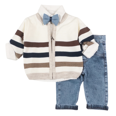 Compleuri bebelusi baieti - Compleu pentru bebelusi, 3 piese, pantaloni de blugi