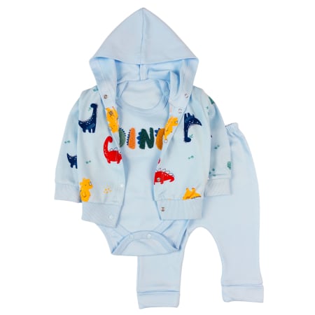 Imbracaminte nou-nascuti - Compleu pentru bebelusi, 3 piese, model Dino