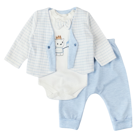 Imbracaminte nou-nascuti ❤️ - Compleu pentru bebelusi, 3 piese, model Blue Prince