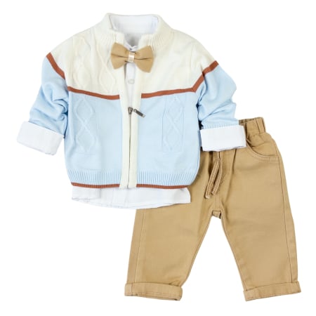 Compleuri bebelusi baieti - Compleu pentru bebelusi, 3 piese, model Elegance, Blue