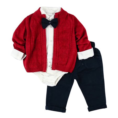 Compleuri bebelusi baieti - Compleu  pentru bebelusi, 3 piese, model Elegance, Red