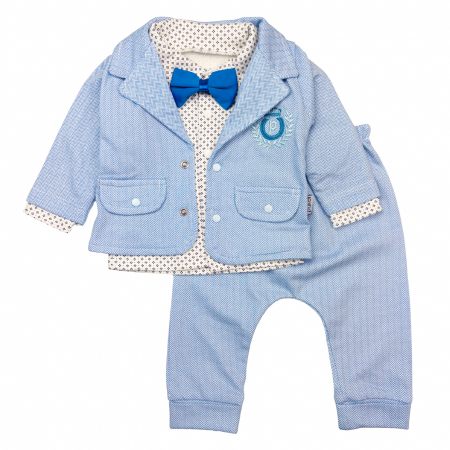 Haine bebelusi baieti - Compleu pentru bebelusi, 3 piese, model Fashion Blue