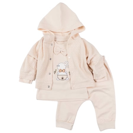 Compleuri bebelusi baieti - Compleu pentru bebelusi, 3 piese, model Iepuras, Bej