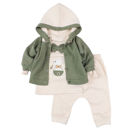 Compleuri bebelusi baieti - Compleu pentru bebelusi, 3 piese, model Iepuras