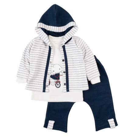 Compleuri bebelusi baieti - Compleu pentru bebelusi, 3 piese, model Elefantel, Bleumarin