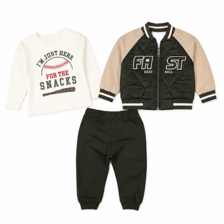 Compleuri bebelusi baieti - Compleu pentru bebelusi, 3 piese, model baseball Fast