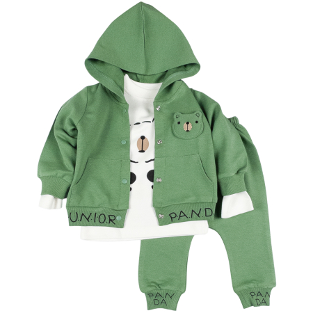 Haine bebelusi baieti ❤️ - Compleu pentru bebelusi, 3 piese, model Panda Junior