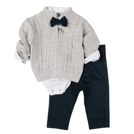 Compleuri bebelusi baieti - Compleu  pentru bebelusi, 3 piese,  model Papion