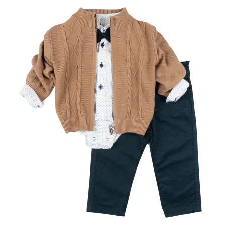 Haine bebelusi baieti ❤️ - Compleu  pentru bebelusi, 3 piese,  model Papion