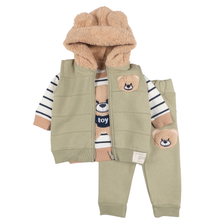 Haine bebelusi baieti - Compleu  pentru bebelusi, 3 piese,  model Toy, vernil