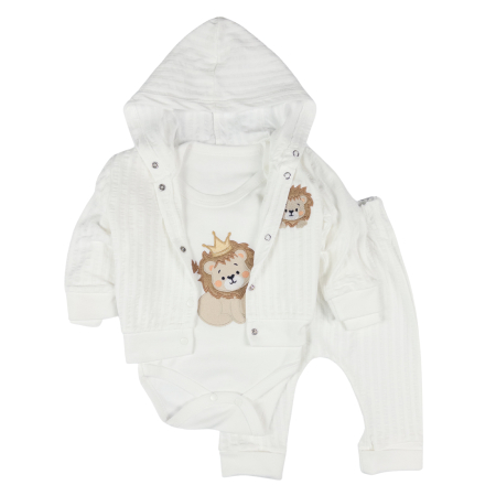 Seturi fetite - Compleu Bebeluşi cu Glugă şi Imprimeu Leu, Unisex