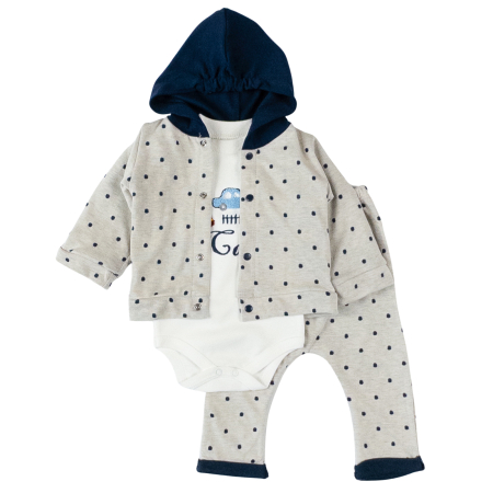 Haine bebelusi baieti ❤️ - Compleu pentru bebelusi, 3 piese, model Bulinute