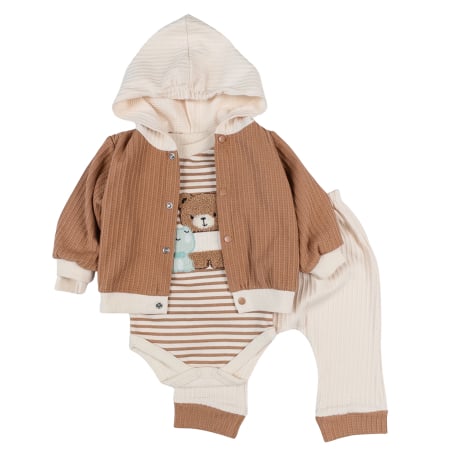 Haine bebelusi baieti - Compleu pentru bebelusi, 3 piese, model Ursulet
