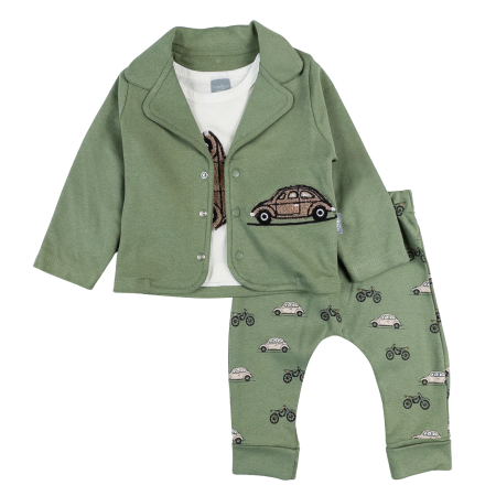 Imbracaminte nou-nascuti - Costumas pentru bebelusi, 3 piese, model Masinuta