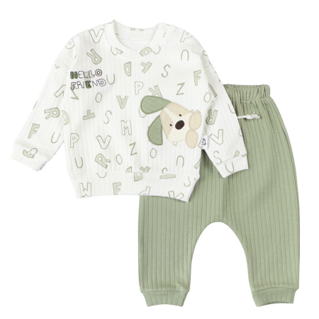 Haine bebelusi baieti ❤️ - Compleu pentru bebelusi, model Catelus Vernil