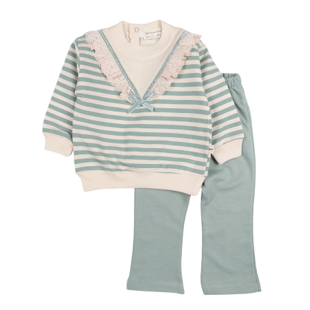 Seturi fetite - Compleu pentru bebelusi, model cu Dantela, verde turcoaz