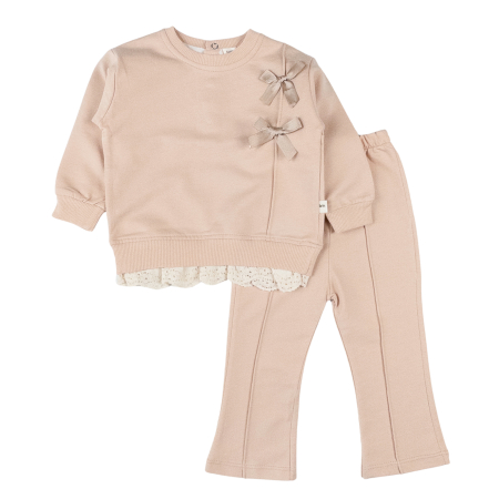 Seturi fetite - Compleu pentru bebelusi, model cu Dantela, bej