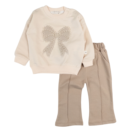 Haine bebelusi fete - Compleu pentru bebelusi, model cu Funda perlata