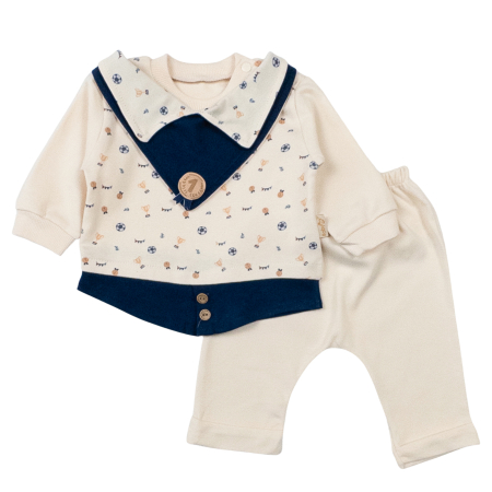 Compleuri bebelusi baieti - Compleu pentru bebelusi, model Micul Campion, blue