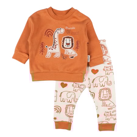 Compleuri bebelusi baieti - Compleu pentru bebelusi, model Safari caramiziu