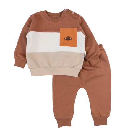 Haine bebelusi baieti - Compleu pentru bebelusi, model Brun