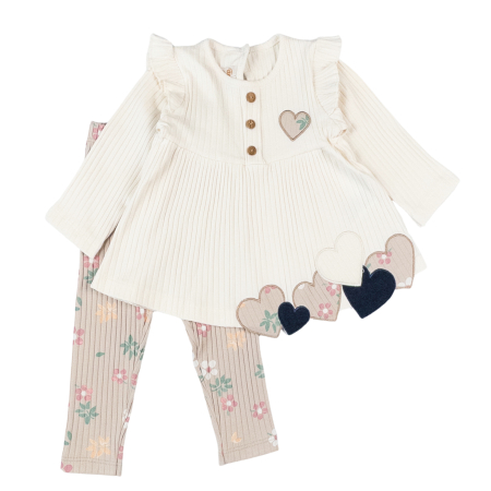 Seturi fetite - Compleu pentru fetite, 2 piese, model Inimioara