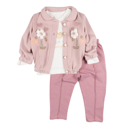 Haine bebelusi fete - Compleu pentru fetite, 3 piese, Floral