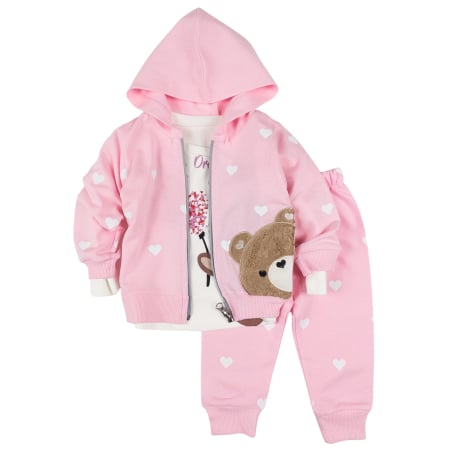 Seturi fetite - Compleu pentru fetite, 3 piese, Love, Culoare roz