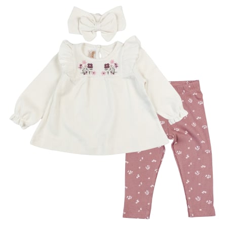 Haine bebelusi fete - Compleu pentru fetite, 3 piese, model Floral