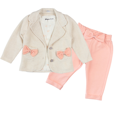 Seturi fetite - Compleu pentru fetite, 3 piese, model cu Fundite