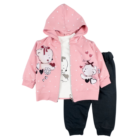 Seturi fetite - Compleu pentru fetite, 3 piese, model cu ursuelti