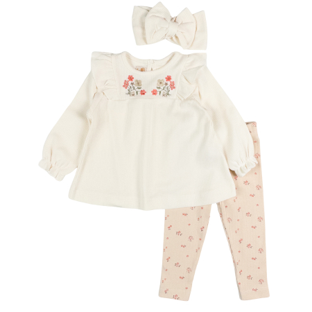 Imbracaminte nou-nascuti - Compleu pentru fetite, 3 piese, model Floral