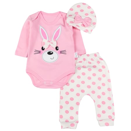 Seturi fetite - Compleu pentru fetite, 3 piese, model Iepuras