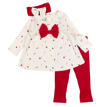 Haine bebelusi fete - Compleu pentru fetite, 3 piese, model Capsunele