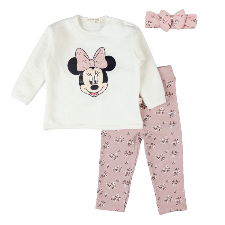 Imbracaminte nou-nascuti ❤️ - Compleu pentru fetite, 3 piese, model MinnieGirl, cafeniu